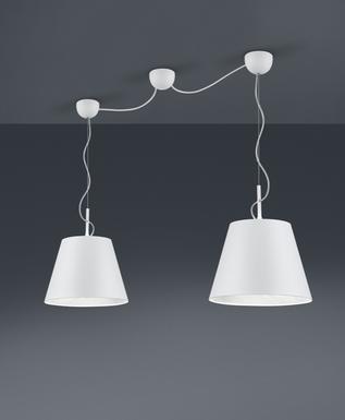 Suspension 2 lampes design Trio Andreus Blanc Métal - Tissus