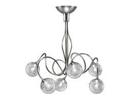 Lustre 6 lampes design Cvl Poona Nickel satiné Laiton massif