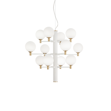 Suspension 12 lampes design Ideal lux Copernico Blanc Métal